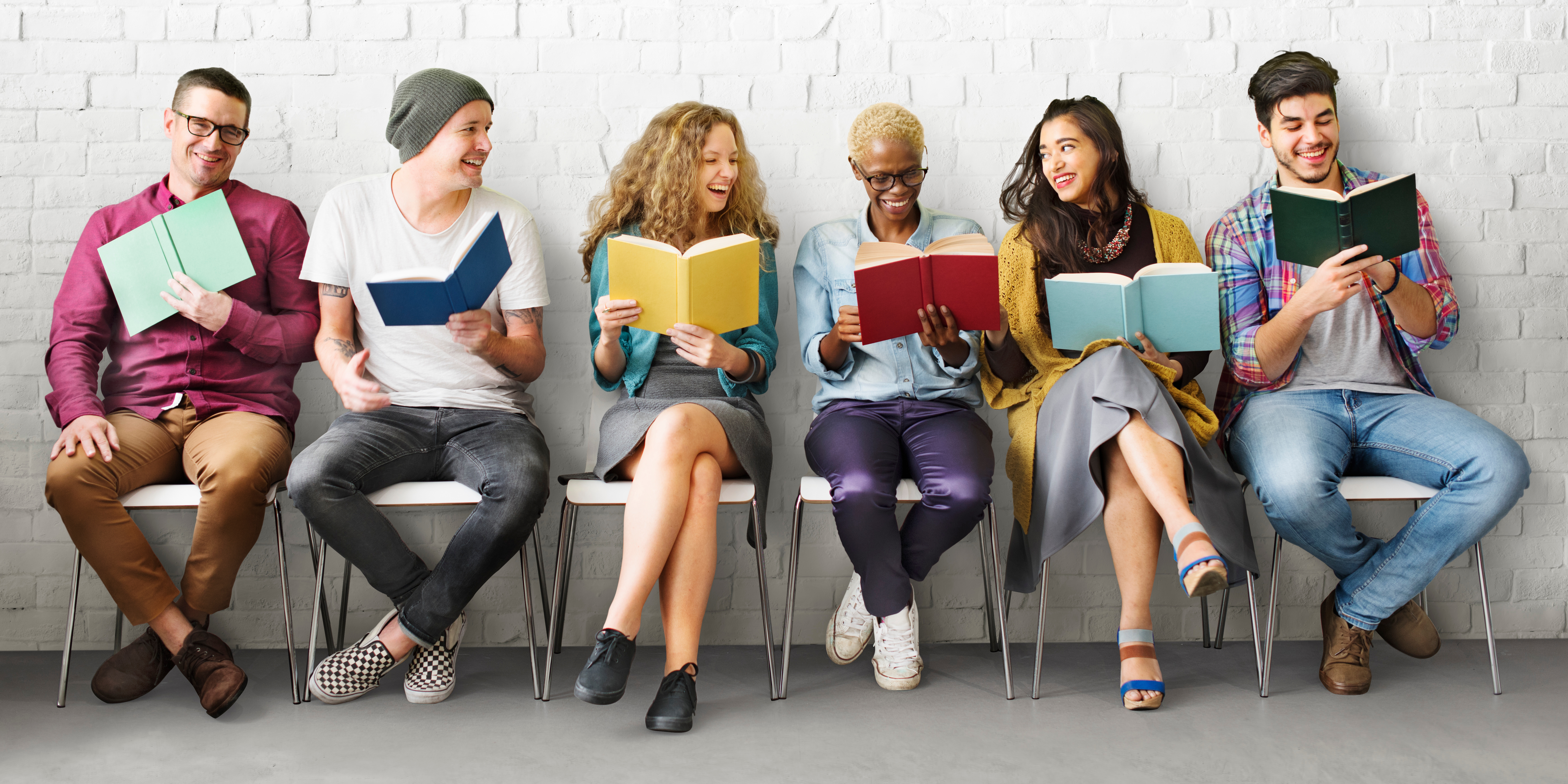 Adults reading books
