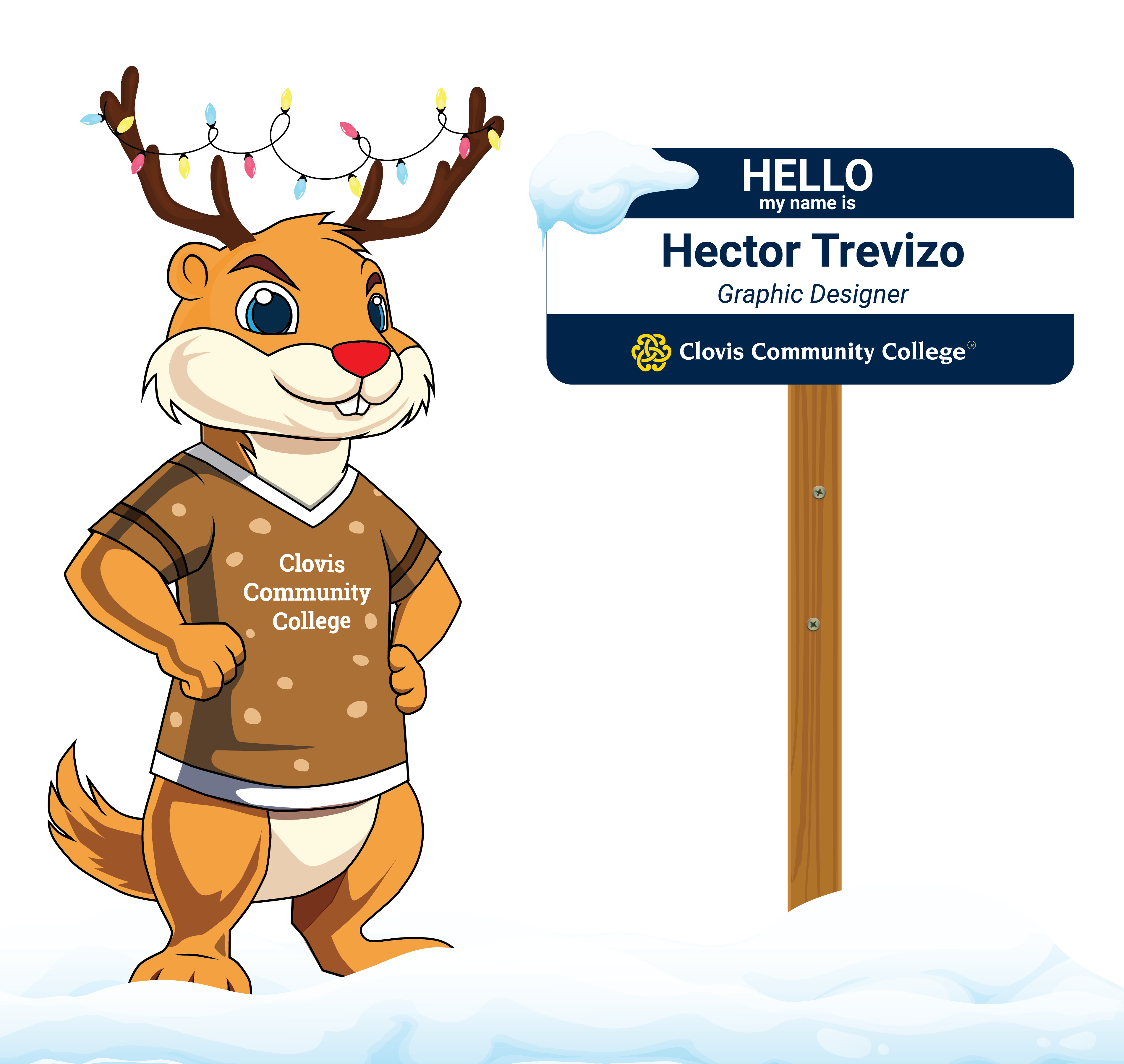 Christmas Reindeer dug with tall name plate