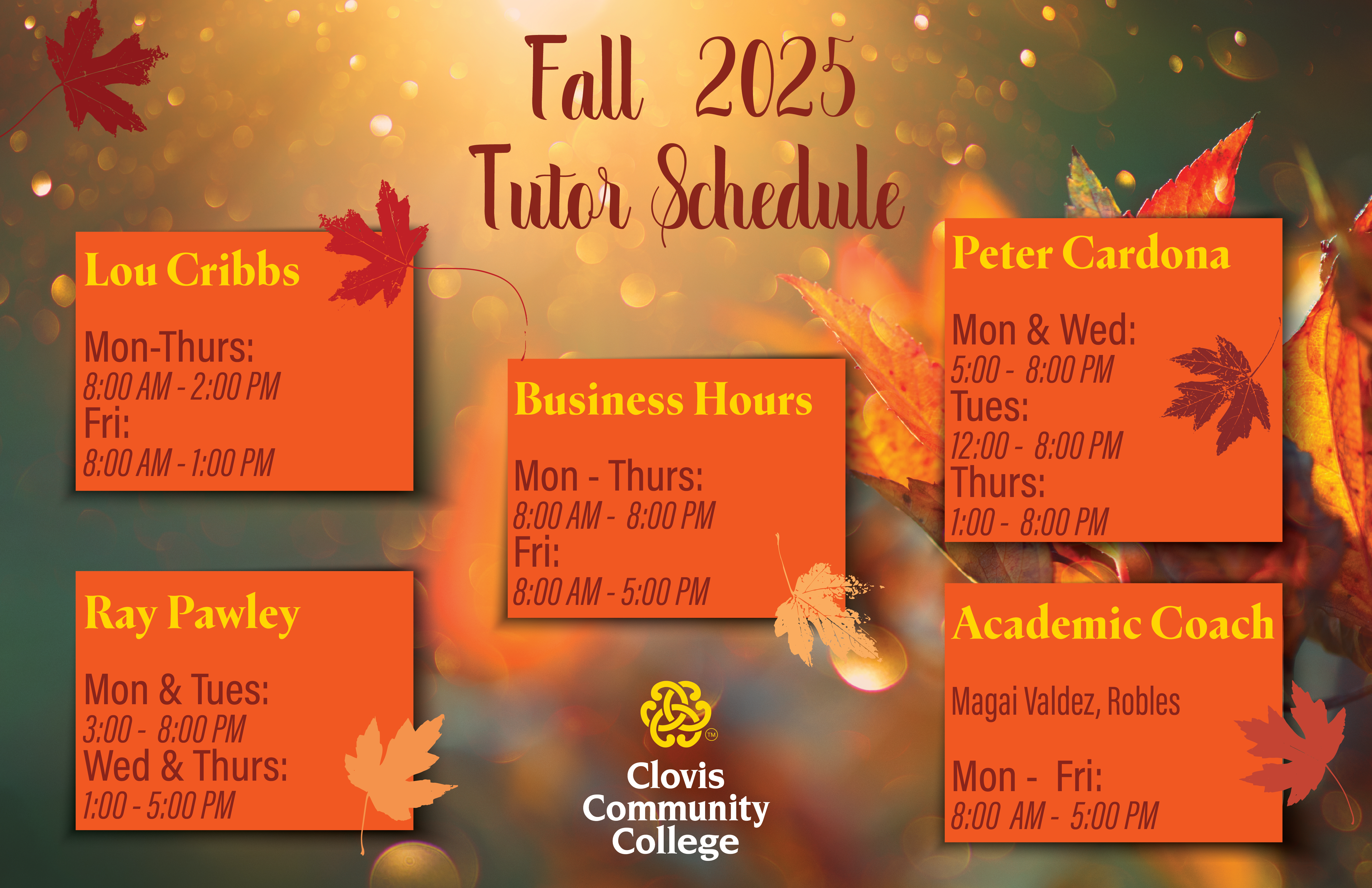 tutoring hours fall 2025