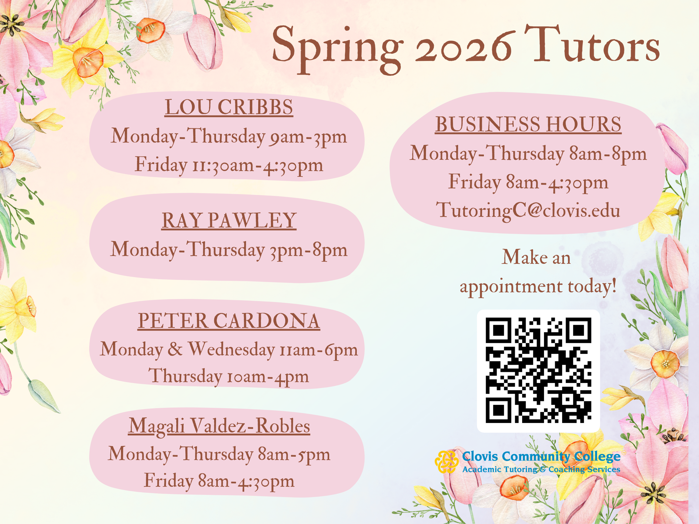 tutoring hours fall 2025